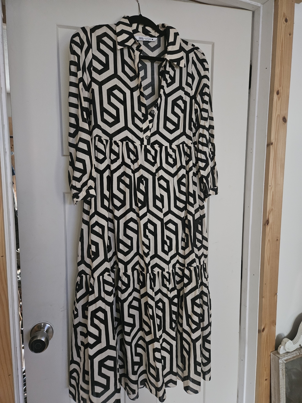 Zara Black and White Geometric Maxi Dress